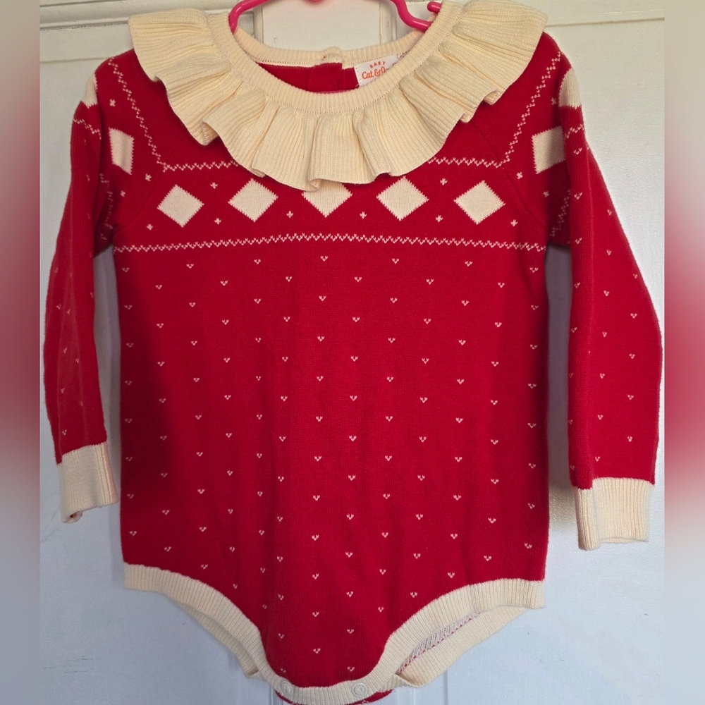 Cat & Jack Red and Cream Patterned Bodysuit